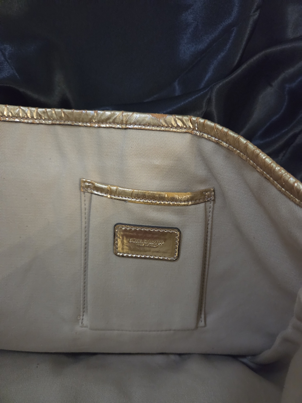 Dolce & Gabbana Leopard Print Tote Bag Gold Leather Trim Logo Plate Y2k - Picture 12 of 12